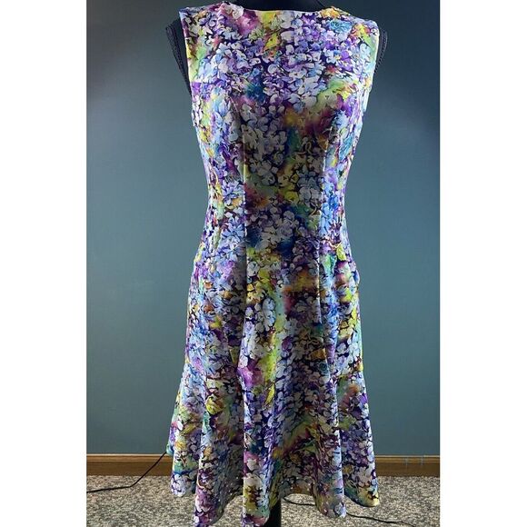 Betsy Johnson Women's Size 4 Floral Fit N Flare Midi Dress‎ Cut Out Lined - Picture 1 of 14